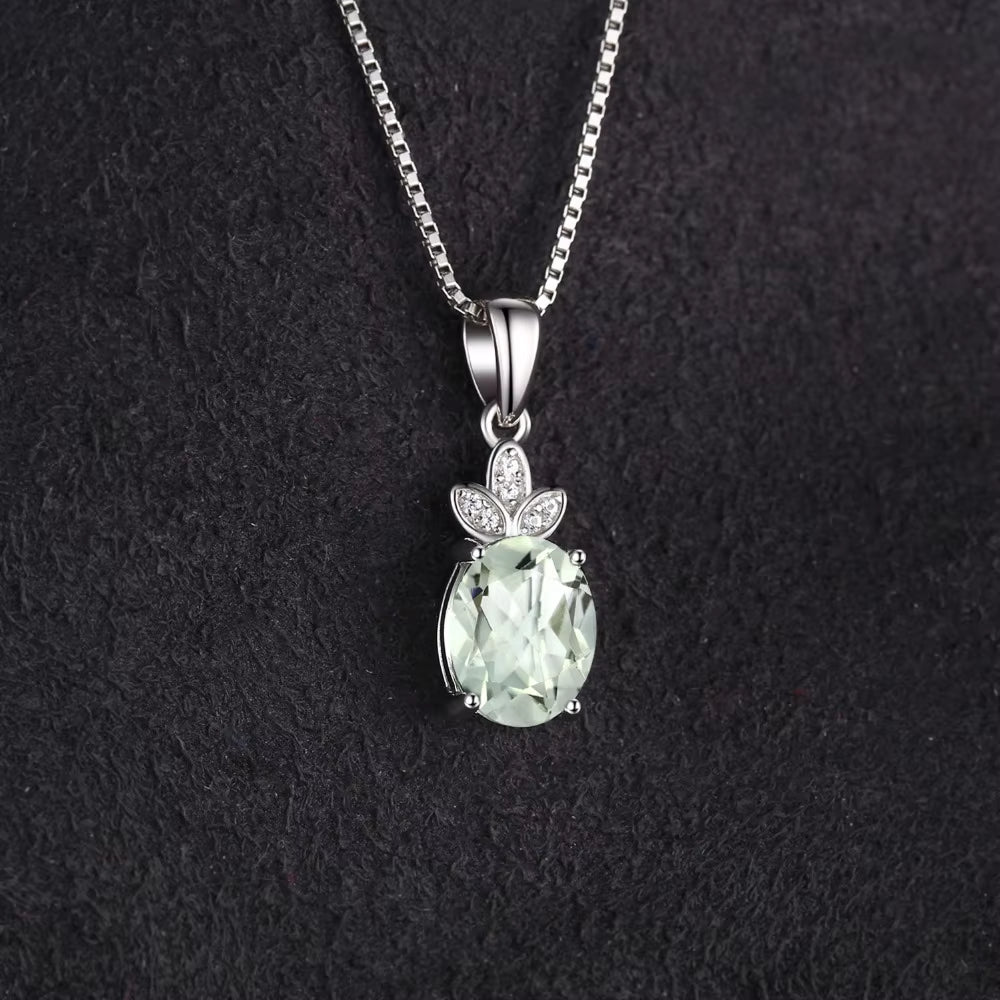 Elegantly Crafted 1.8Ct Genuine Green Amethyst Pendant Necklace in 925 Sterling Silver - Perfect Gift for Women