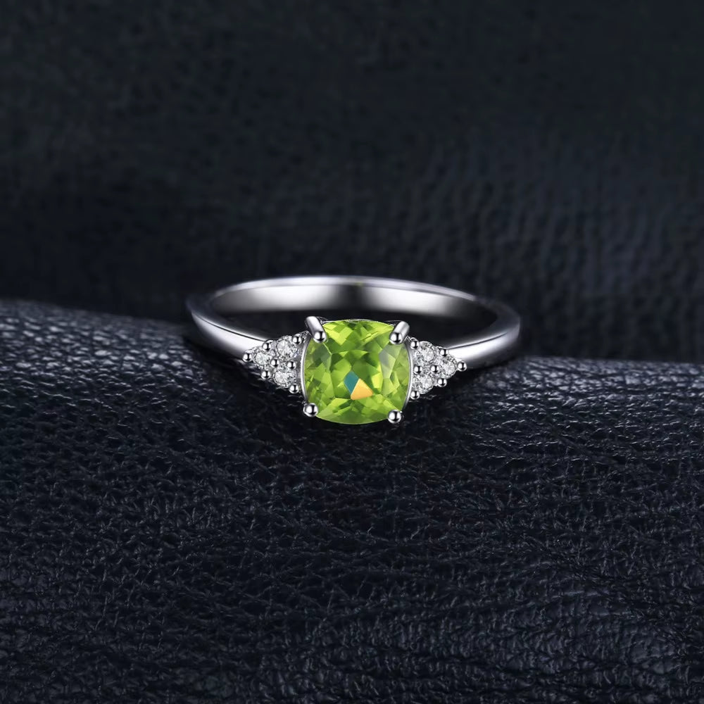 Elegant 1.1Ct Genuine Natural Peridot Solitaire Ring in 925 Sterling Silver - A Perfect Gift for Women