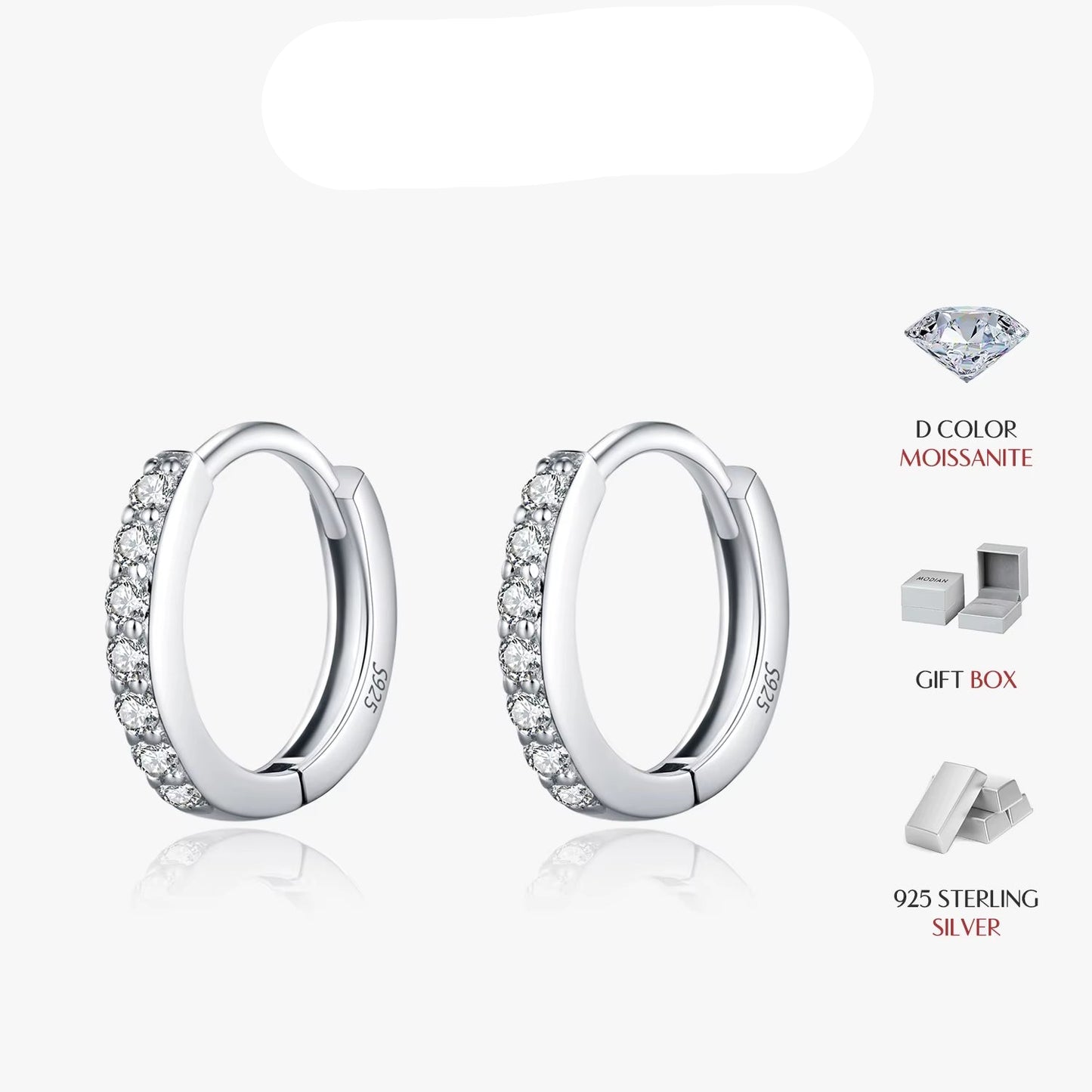 Exquisite D Color Moissanite Hoop Earrings in 925 Sterling Silver – A Classic Touch of Elegance for Women