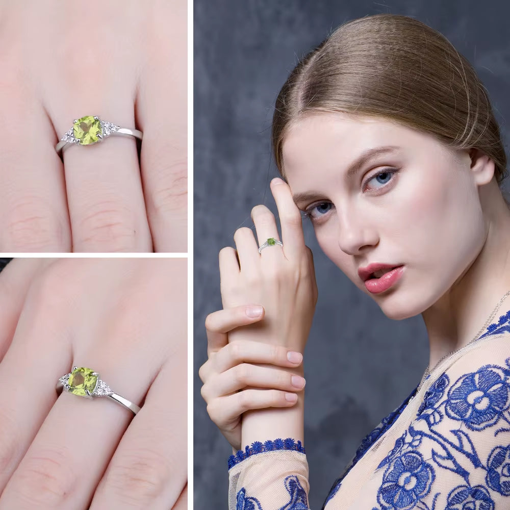 Elegant 1.1Ct Genuine Natural Peridot Solitaire Ring in 925 Sterling Silver - A Perfect Gift for Women