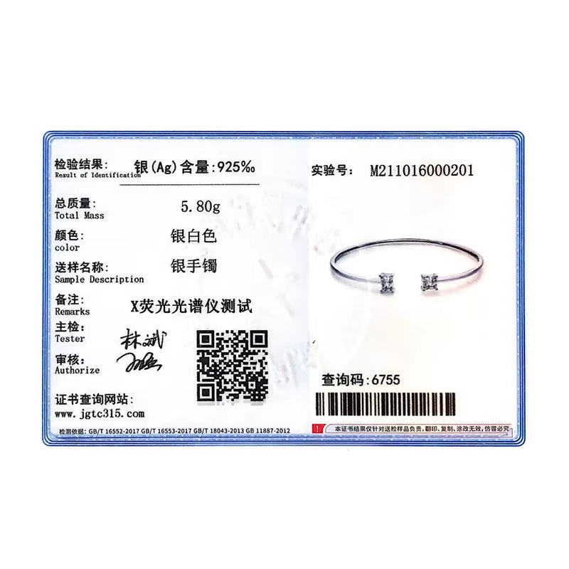 Luxury 925 Sterling Silver Asymmetrical Bangle Bracelet Adorned with AAAAA Zirconia - Perfect for Weddings and Special Occasions