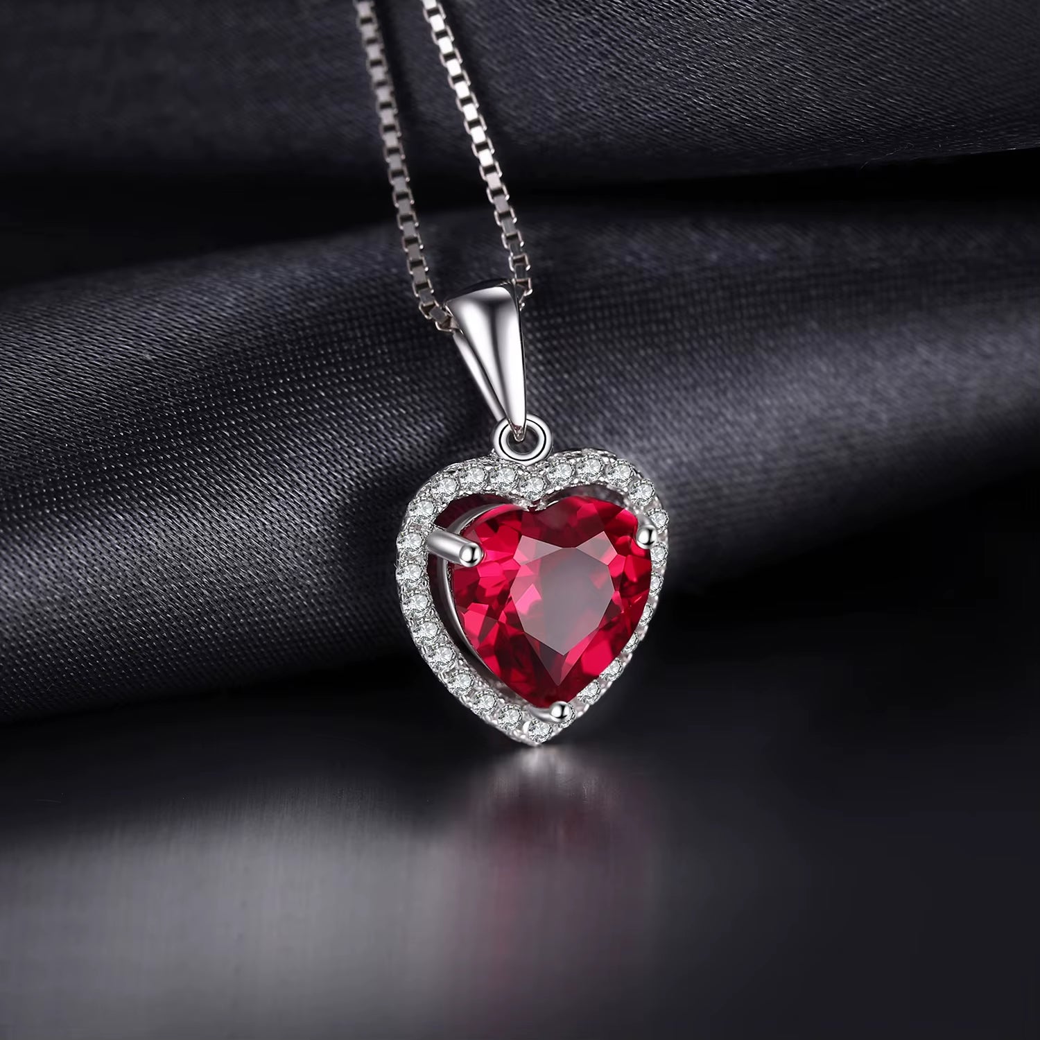Exquisite Heart Love 3.6Ct Created Ruby Pendant Necklace in 925 Sterling Silver for Women – A Perfect Gift for Any Occasion