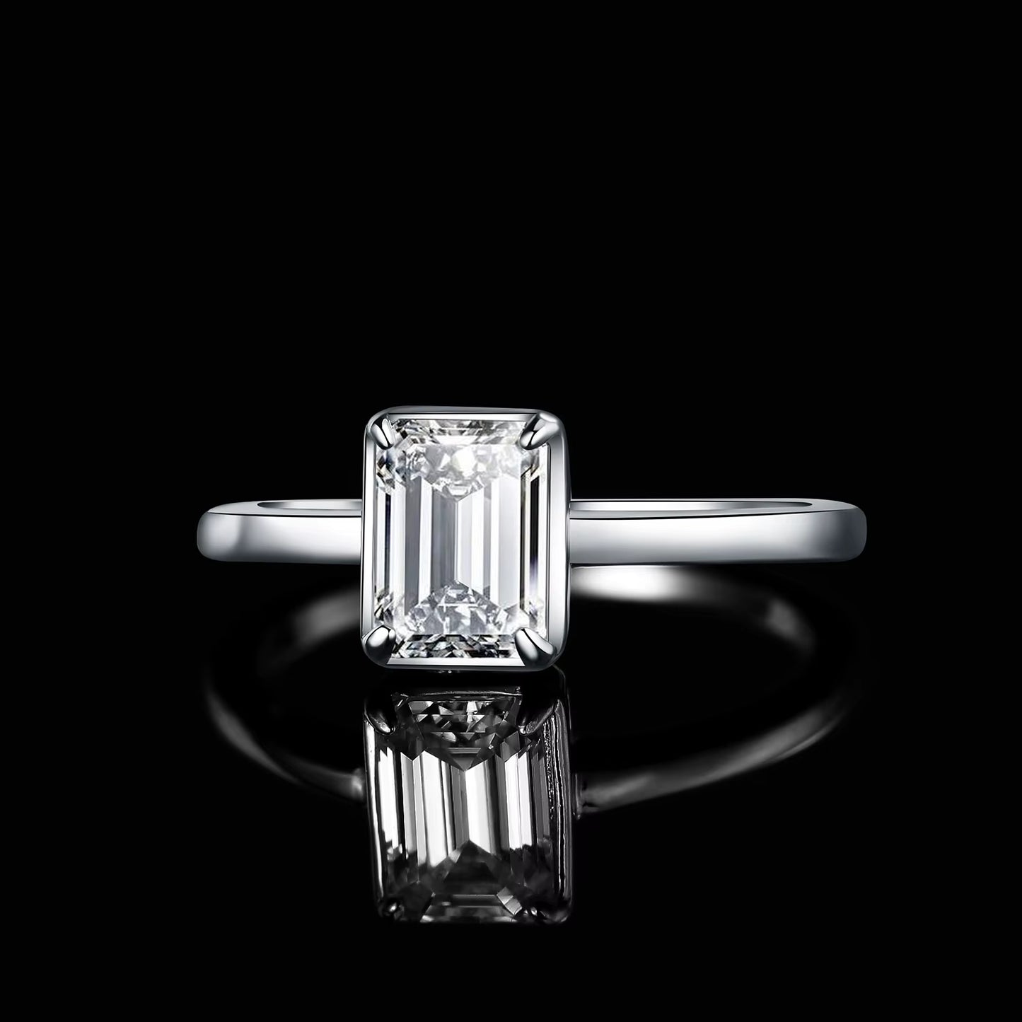 Radiant 5A CZ Emerald Cut Solitaire Cocktail Ring in 925 Sterling Silver - The Perfect Wedding and Anniversary Fine Jewelry for Women