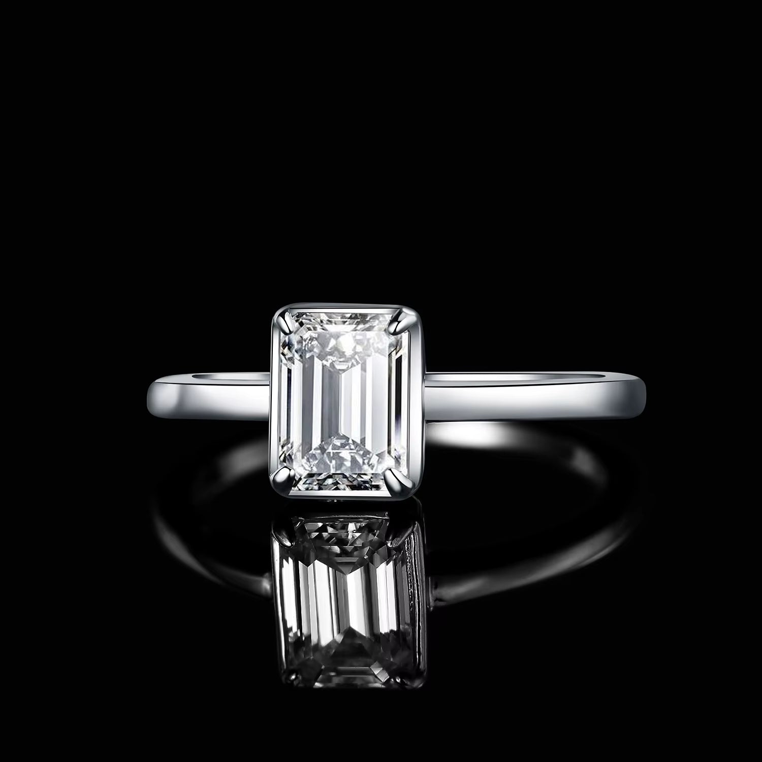 Radiant 5A CZ Emerald Cut Solitaire Cocktail Ring in 925 Sterling Silver - The Perfect Wedding and Anniversary Fine Jewelry for Women