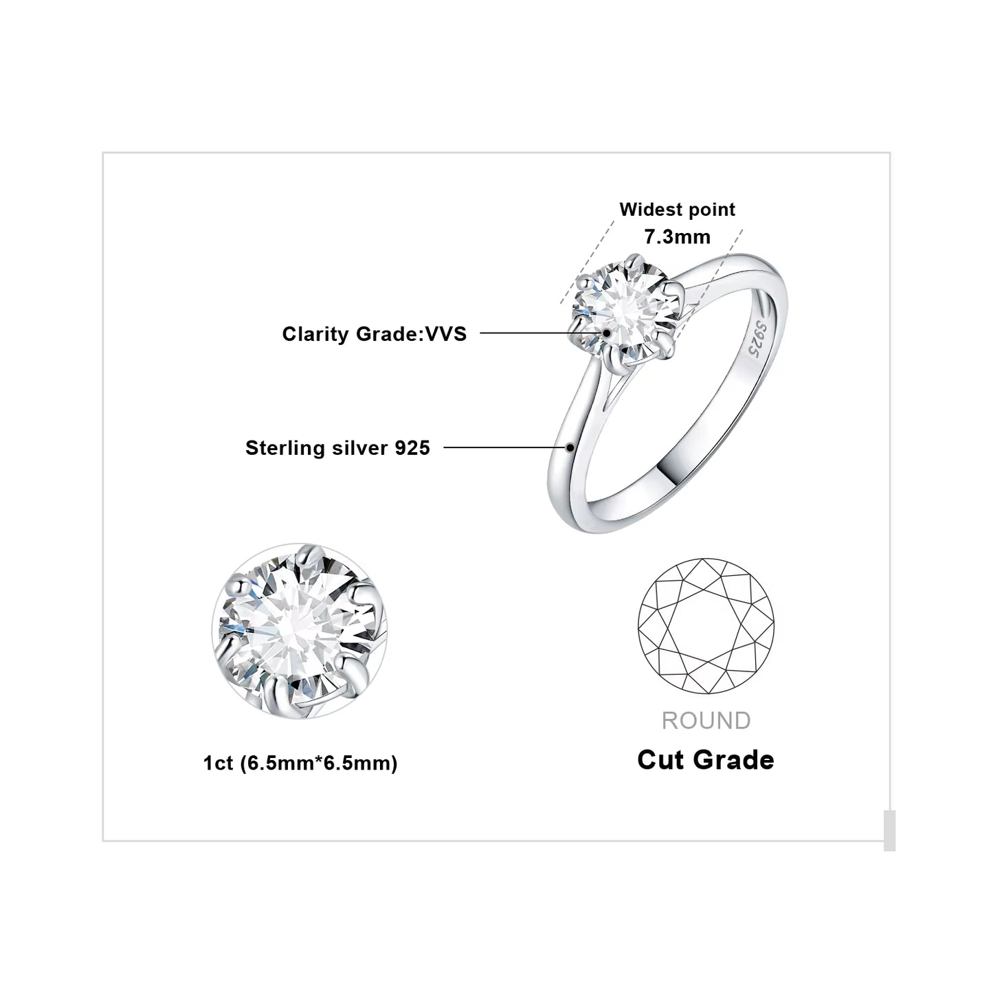 Elegant 5A CZ Solitaire 925 Sterling Silver Wedding and Engagement Ring – A Timeless Anniversary Gift for Her