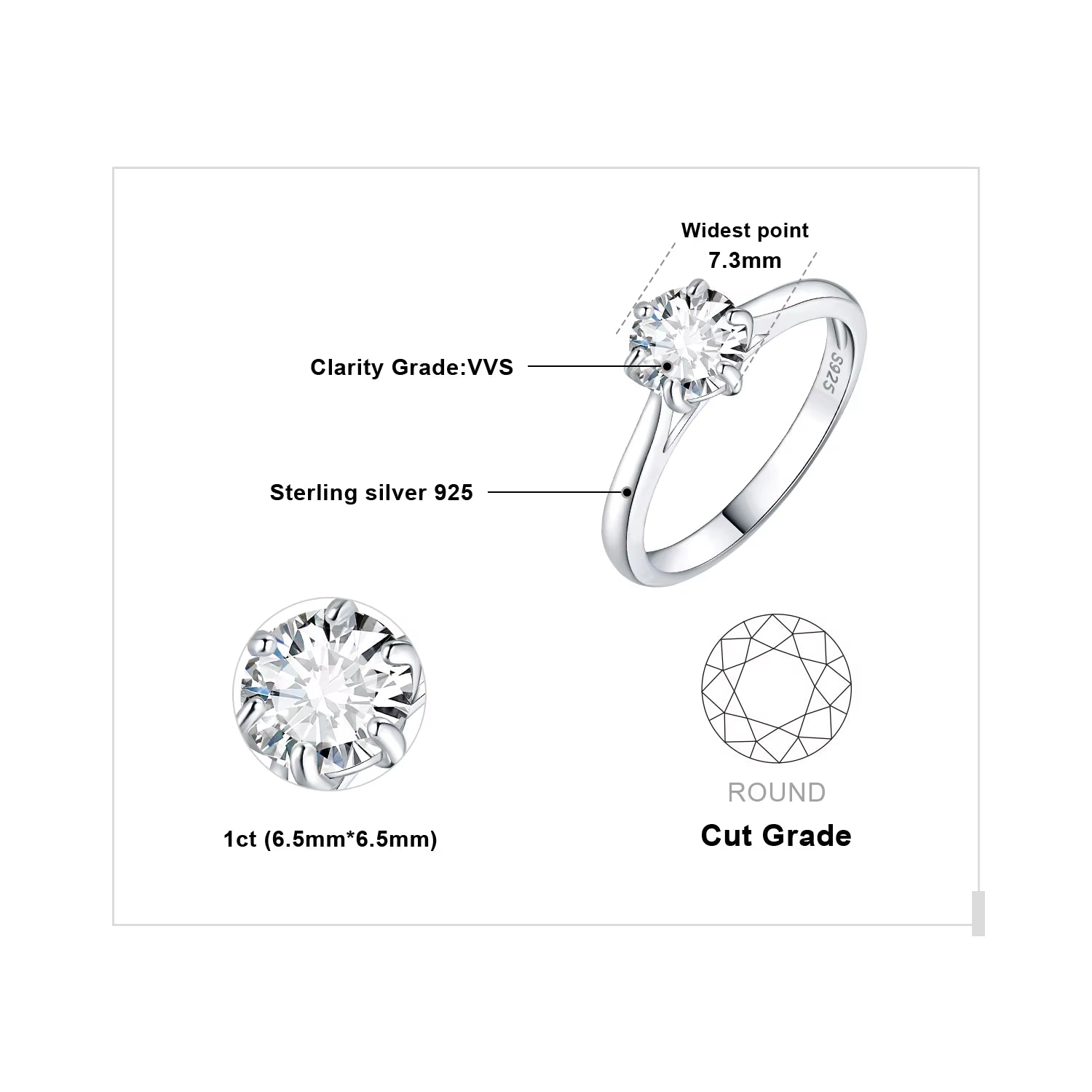 Elegant 5A CZ Solitaire 925 Sterling Silver Wedding and Engagement Ring – A Timeless Anniversary Gift for Her