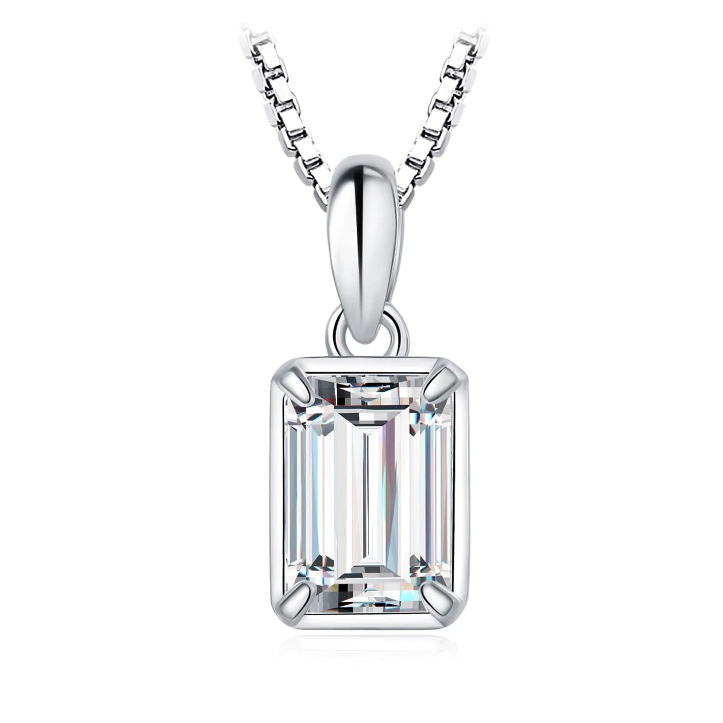 Exquisite 1Ct D Color Emerald Cut Moissanite Pendant Necklace in 925 Sterling Silver - Perfect Gift for Women - Yellow Rose Gold Plated (Chain Not Included)
