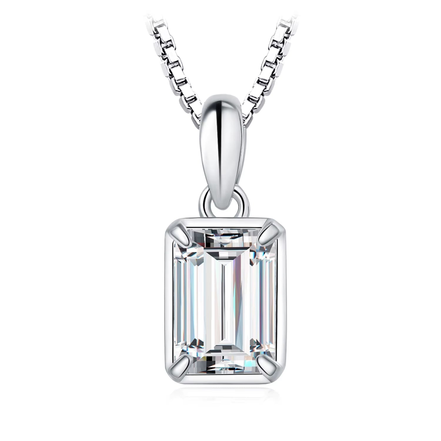 Exquisite 1Ct D Color Emerald Cut Moissanite Pendant Necklace in 925 Sterling Silver - Perfect Gift for Women - Yellow Rose Gold Plated (Chain Not Included)