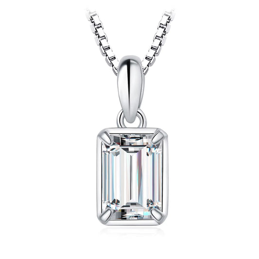 Exquisite 1Ct D Color Emerald Cut Moissanite Pendant Necklace in 925 Sterling Silver - Perfect Gift for Women - Yellow Rose Gold Plated (Chain Not Included)
