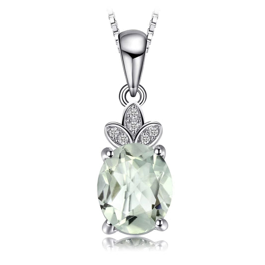 1.8Ct Genuine Green Amethyst Pendant Necklace in 925 Sterling Silver - Elegant Jewelry for Women, No Chain Included