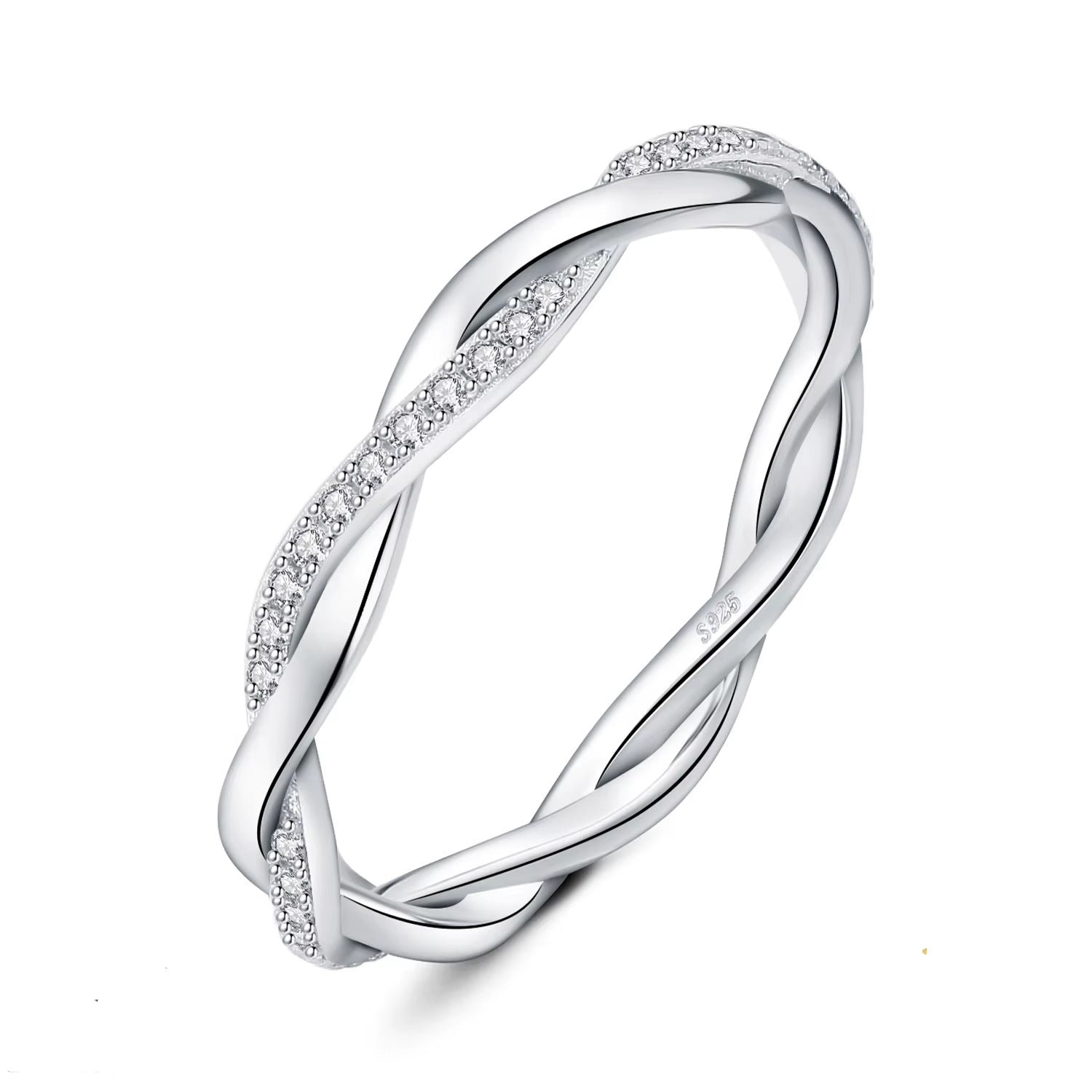 Exquisite Moissanite D Color Love Rope Infinity 925 Sterling Silver Stackable Band Ring - A Timeless Treasure for Women