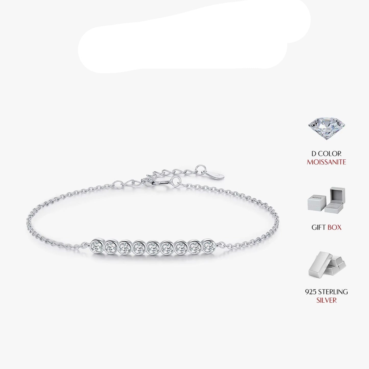 D Color Moissanite & 925 Sterling Silver Elegant Chain Link Bracelet - Luxury Jewelry for Women, Perfect Wedding Gift